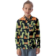 Seamless-pattern-with-cats Kids  Long Sleeve Shirt by Salman4z