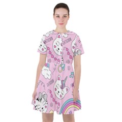 Beautiful-cute-animals-pattern-pink Sailor Dress by Salman4z