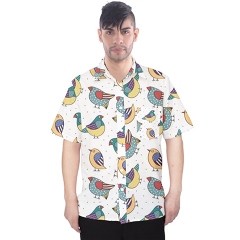 Seamless-pattern-with-hand-drawn-bird-black Men s Hawaii Shirt by Salman4z