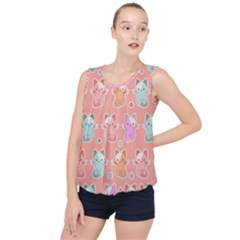 Cute-kawaii-kittens-seamless-pattern Bubble Hem Chiffon Tank Top by Salman4z