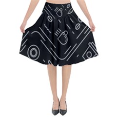 Coffee-background Flared Midi Skirt by Salman4z