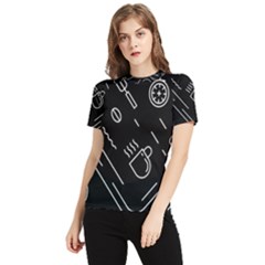 Coffee-background Women s Short Sleeve Rash Guard by Salman4z