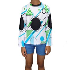 Geometric-shapes-background Kids  Long Sleeve Swimwear by Salman4z