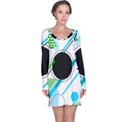 Geometric-shapes-background Long Sleeve Nightdress by Salman4z