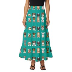 Different-type-vector-cartoon-dog-faces Tiered Ruffle Maxi Skirt by Salman4z