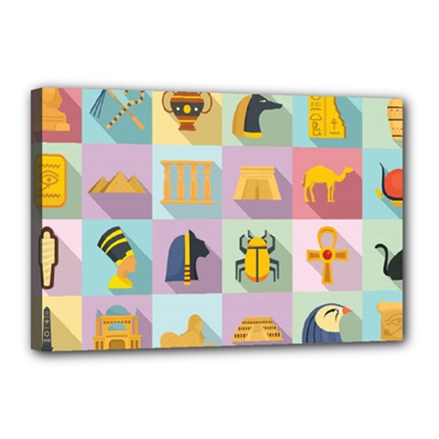 Egypt-icons-set-flat-style Canvas 18  X 12  (stretched) by Salman4z