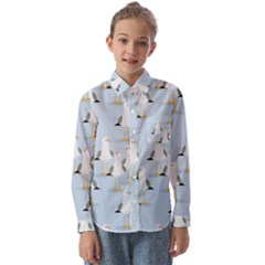 Cute-seagulls-seamless-pattern-light-blue-background Kids  Long Sleeve Shirt by Salman4z