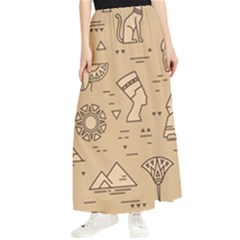 Egyptian-seamless-pattern-symbols-landmarks-signs-egypt Maxi Chiffon Skirt by Salman4z