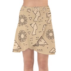 Egyptian-seamless-pattern-symbols-landmarks-signs-egypt Wrap Front Skirt by Salman4z