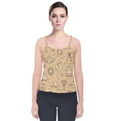 Egyptian-seamless-pattern-symbols-landmarks-signs-egypt Velvet Spaghetti Strap Top by Salman4z