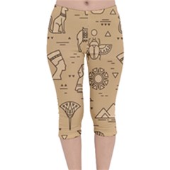 Egyptian-seamless-pattern-symbols-landmarks-signs-egypt Velvet Capri Leggings  by Salman4z