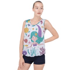 Set-cute-mermaid-seaweeds-marine-inhabitants Bubble Hem Chiffon Tank Top by Salman4z