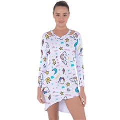 Unicorns-rainbows-seamless-pattern Asymmetric Cut-out Shift Dress by Salman4z