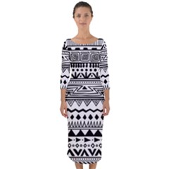 Boho-style-pattern Quarter Sleeve Midi Bodycon Dress by Salman4z