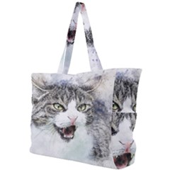 Cat Pet Art Abstract Watercolor Simple Shoulder Bag by Jancukart