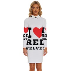 I Love Red Velvet Long Sleeve Shirt Collar Bodycon Dress by ilovewhateva