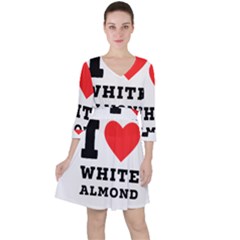 I Love White Almond Quarter Sleeve Ruffle Waist Dress by ilovewhateva