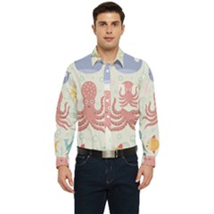 Underwater-seamless-pattern-light-background-funny Men s Long Sleeve Pocket Shirt  by Salman4z