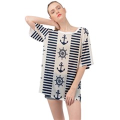 Nautical-seamless-pattern-vector-illustration Oversized Chiffon Top by Salman4z