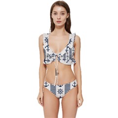 Nautical-seamless-pattern-vector-illustration Low Cut Ruffle Edge Bikini Set by Salman4z