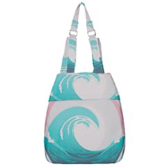 Tidal Wave Ocean Sea Tsunami Wave Minimalist Center Zip Backpack by Ravend