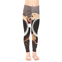 Coffee Cafe Espresso Drink Beverage Kids  Leggings by Ravend