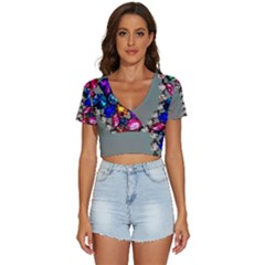 Colorful Diamonds V-neck Crop Top by Sparkle