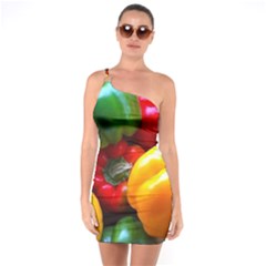 Colorful Capsicum One Shoulder Ring Trim Bodycon Dress by Sparkle