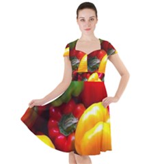 Colorful Capsicum Cap Sleeve Midi Dress by Sparkle