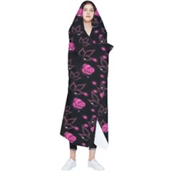 Pink Glowing Flowers Wearable Blanket by Sparkle