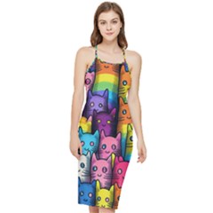 Cats Rainbow Pattern Colorful Feline Pets Bodycon Cross Back Summer Dress by Ravend