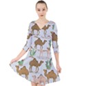 Camels-cactus-desert-pattern Quarter Sleeve Front Wrap Dress View1