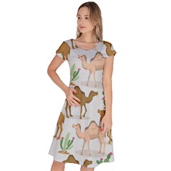 Camels-cactus-desert-pattern Classic Short Sleeve Dress by Salman4z