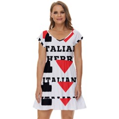 I Love Italian Cherry Short Sleeve Tiered Mini Dress by ilovewhateva