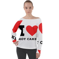 I Love Hot Cakes Off Shoulder Long Sleeve Velour Top by ilovewhateva