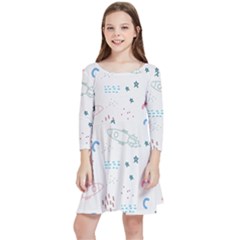 Spaceship Pattern Star Kids  Quarter Sleeve Skater Dress by danenraven