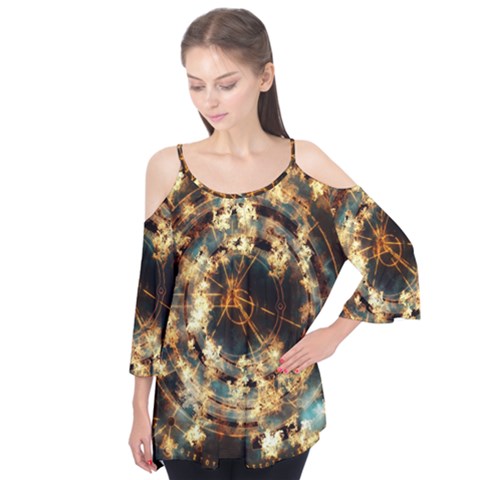 Science Fiction Background Fantasy Flutter Sleeve Tee  by danenraven