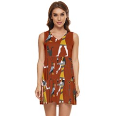 Ancient-egyptian-religion-seamless-pattern Tiered Sleeveless Mini Dress by Salman4z