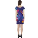 Cartoon-funny-aliens-with-ufo-duck-starry-sky-set Short Sleeve Skater Dress View2