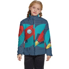 Rocket-with-science-related-icons-image Kids  Puffer Bubble Jacket Coat by Salman4z