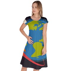 Spaceship-design Classic Short Sleeve Dress by Salman4z