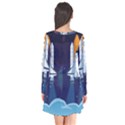 Spaceship-milkyway-galaxy Long Sleeve V-neck Flare Dress View2