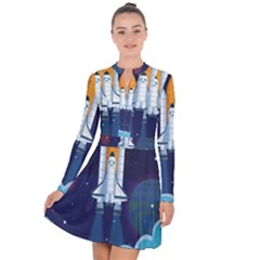 Spaceship-milkyway-galaxy Long Sleeve Panel Dress by Salman4z