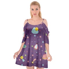 Space-travels-seamless-pattern-vector-cartoon Cutout Spaghetti Strap Chiffon Dress by Salman4z