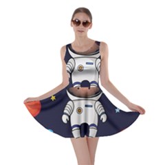 Boy-spaceman-space-rocket-ufo-planets-stars Skater Dress by Salman4z