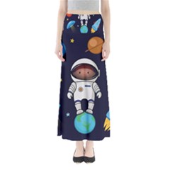 Boy-spaceman-space-rocket-ufo-planets-stars Full Length Maxi Skirt by Salman4z