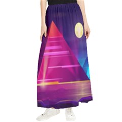 Egyptian-pyramids-night-landscape-cartoon Maxi Chiffon Skirt by Salman4z