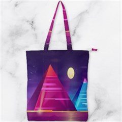 Egyptian-pyramids-night-landscape-cartoon Double Zip Up Tote Bag by Salman4z