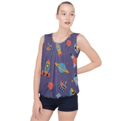 Space-seamless-pattern Bubble Hem Chiffon Tank Top by Salman4z