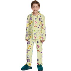 Seamless-pattern-musical-note-doodle-symbol Kids  Long Sleeve Velvet Pajamas Set by Salman4z